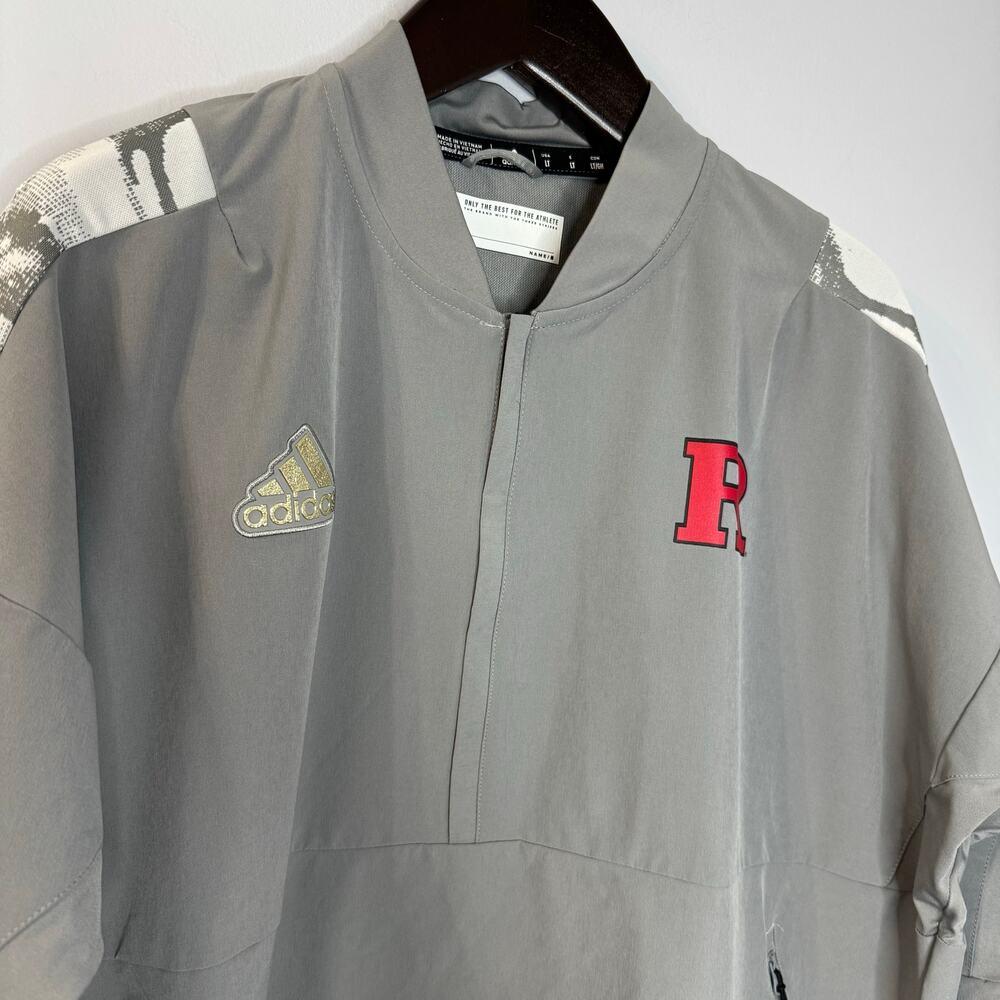 Adidas Rutgers 1/4 Zip Grey Sport LS Pullover Jacket Men's L Tall Lightweight - Picture 2 of 11